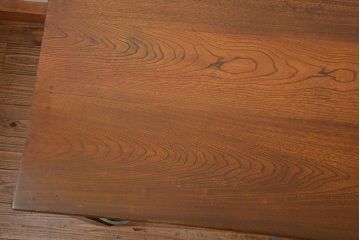 アンティーク家具　アンティーク 古いナラ材の重厚な片袖机(デスク)