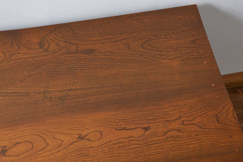 アンティーク家具　アンティーク 古いナラ材の重厚な片袖机(デスク)