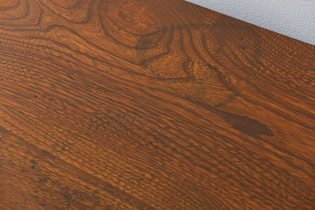 アンティーク家具　アンティーク 古いナラ材の重厚な片袖机(デスク)