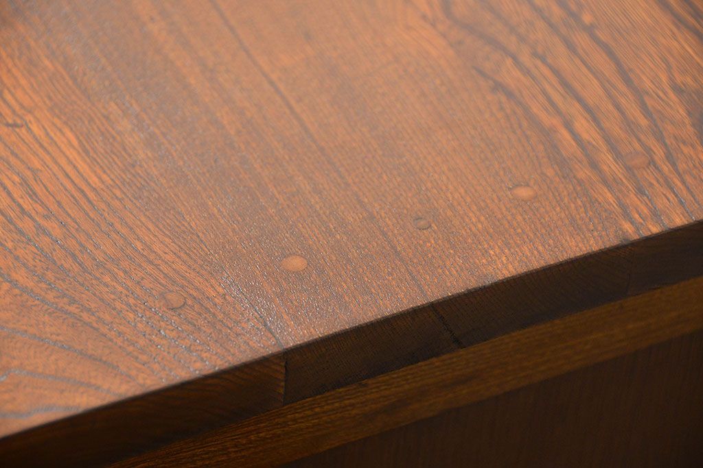 アンティーク家具　アンティーク 古いナラ材の重厚な片袖机(デスク)