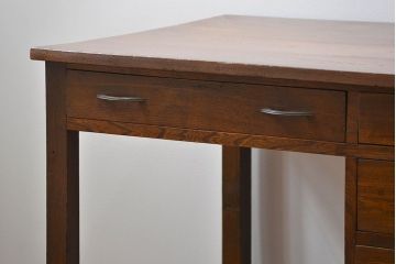 アンティーク家具　アンティーク 古いナラ材の重厚な片袖机(デスク)