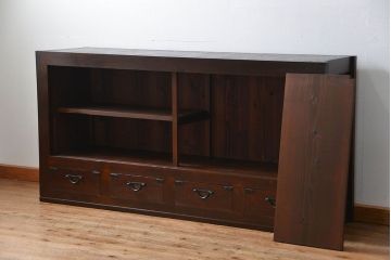 アンティーク家具　古民具・骨董 モダンな板戸!水屋箪笥サイドボード(和風収納棚)