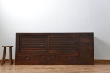 アンティーク家具　アンティーク 昇り引き出し付きの収納箪笥サイドボード(水屋箪笥)