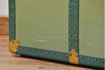アンティーク雑貨　イギリスアンティーク 1950年頃 鮮やかなグリーンの船トランクセンターテーブル