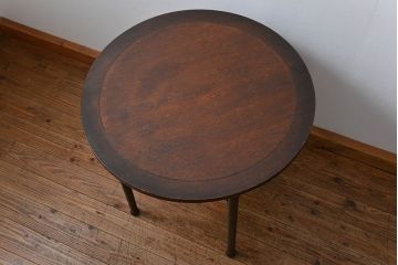 アンティーク家具　大正ロマン 象嵌入りのアンティークラウンドテーブル (コーヒーテーブル)