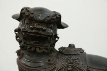明治〜大正 古銅獅子香炉(古美術置物)(R-014339)