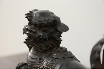 明治〜大正 古銅獅子香炉(古美術置物)(R-014339)