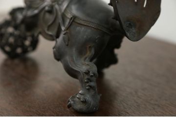 明治〜大正 古銅獅子香炉(古美術置物)(R-014339)