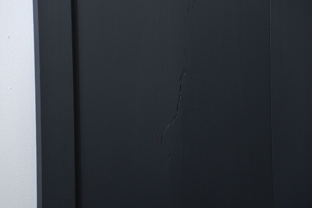 古民具・骨董 艶消しブラック塗装の和モダン時代帯戸4枚セット (時代板戸、引き戸)