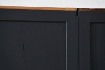 古民具・骨董 艶消しブラック塗装の和モダン時代帯戸4枚セット (時代板戸、引き戸)