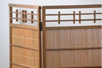 昭和レトロ 繊細で上質な四連衝立て (四つ折り衝立て)