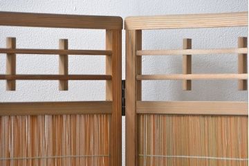 昭和レトロ 繊細で上質な四連衝立て (四つ折り衝立て)