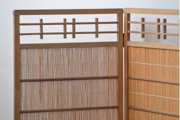 昭和レトロ 繊細で上質な四連衝立て (四つ折り衝立て)