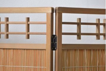 昭和レトロ 繊細で上質な四連衝立て (四つ折り衝立て)