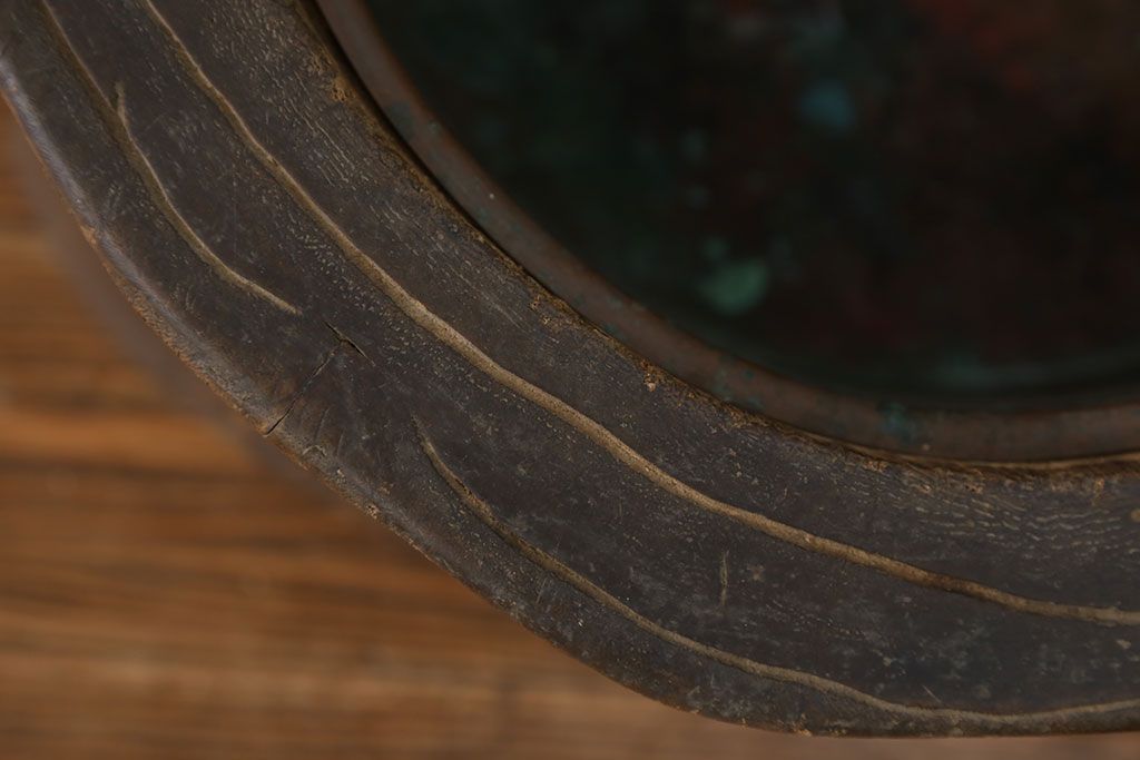 アンティーク雑貨　アンティーク 古い刳り貫き桐火鉢2個セット(鉢カバー)