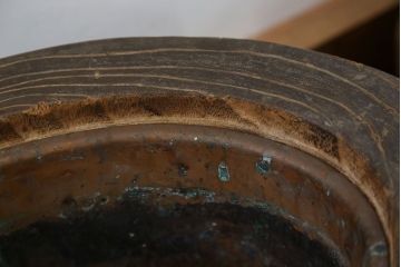 アンティーク雑貨　アンティーク 古い刳り貫き桐火鉢2個セット(鉢カバー)