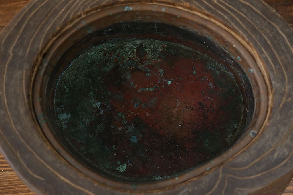 アンティーク雑貨　アンティーク 古い刳り貫き桐火鉢2個セット(鉢カバー)