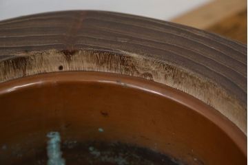 アンティーク雑貨　アンティーク 古い刳り貫き桐火鉢2個セット(鉢カバー)