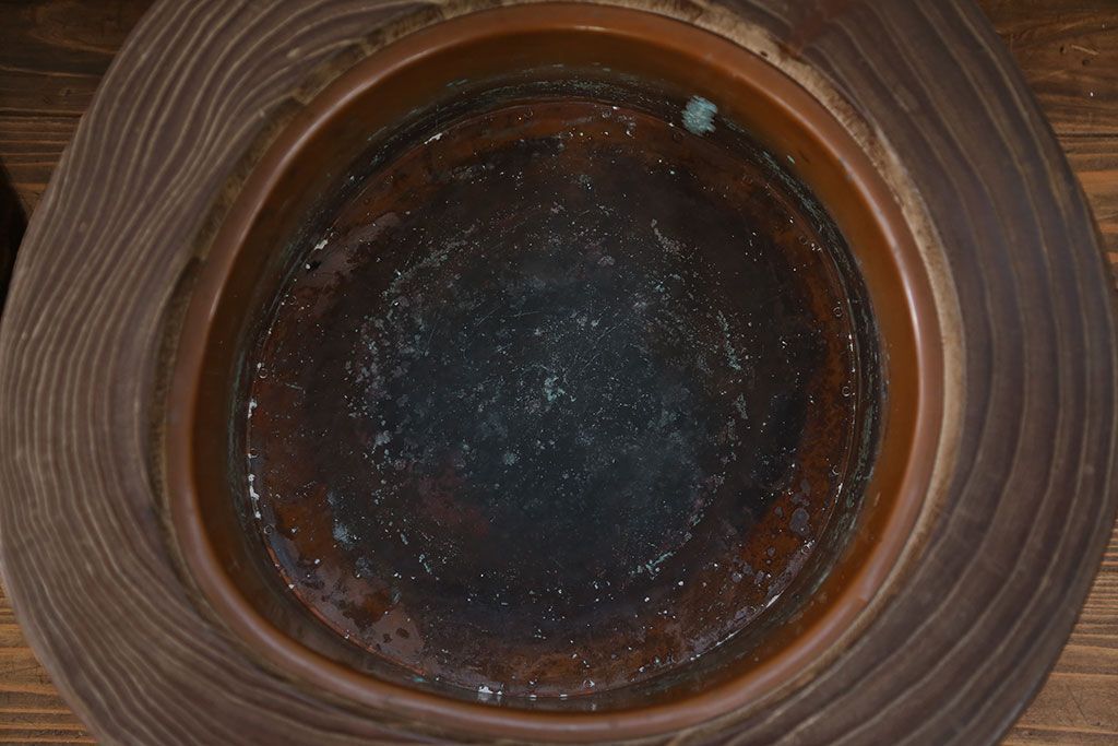 アンティーク雑貨　アンティーク 古い刳り貫き桐火鉢2個セット(鉢カバー)