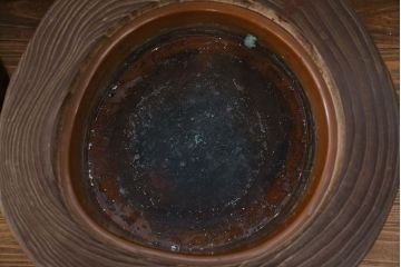 アンティーク雑貨　アンティーク 古い刳り貫き桐火鉢2個セット(鉢カバー)