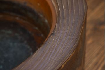 アンティーク雑貨　アンティーク 古い刳り貫き桐火鉢2個セット(鉢カバー)