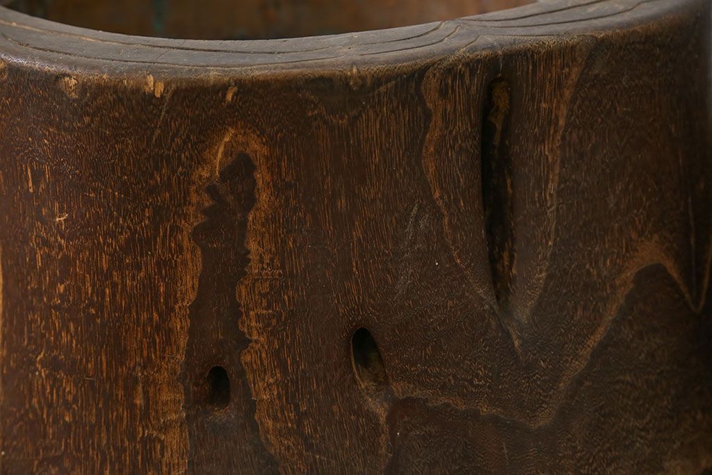 アンティーク雑貨　アンティーク 古い刳り貫き桐火鉢2個セット(鉢カバー)