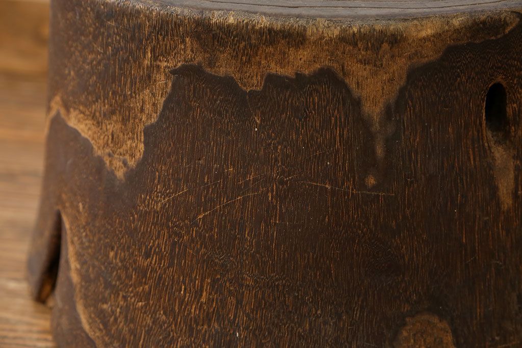 アンティーク雑貨　アンティーク 古い刳り貫き桐火鉢2個セット(鉢カバー)