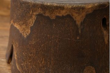 アンティーク雑貨　アンティーク 古い刳り貫き桐火鉢2個セット(鉢カバー)