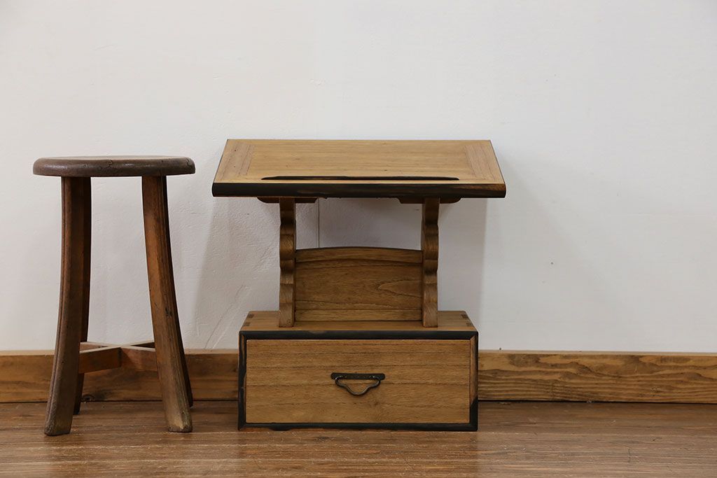 古民具・骨董 古い桐材と黒柿材の見台