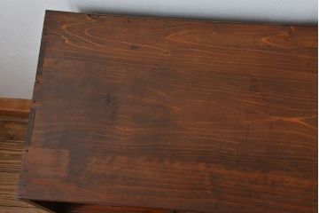 アンティーク家具　古民具・骨董 古い木の上質なモールガラス収納棚(下駄箱、食器棚)