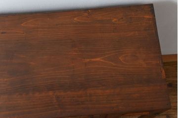 アンティーク家具　古民具・骨董 古い木の上質なモールガラス収納棚(下駄箱、食器棚)