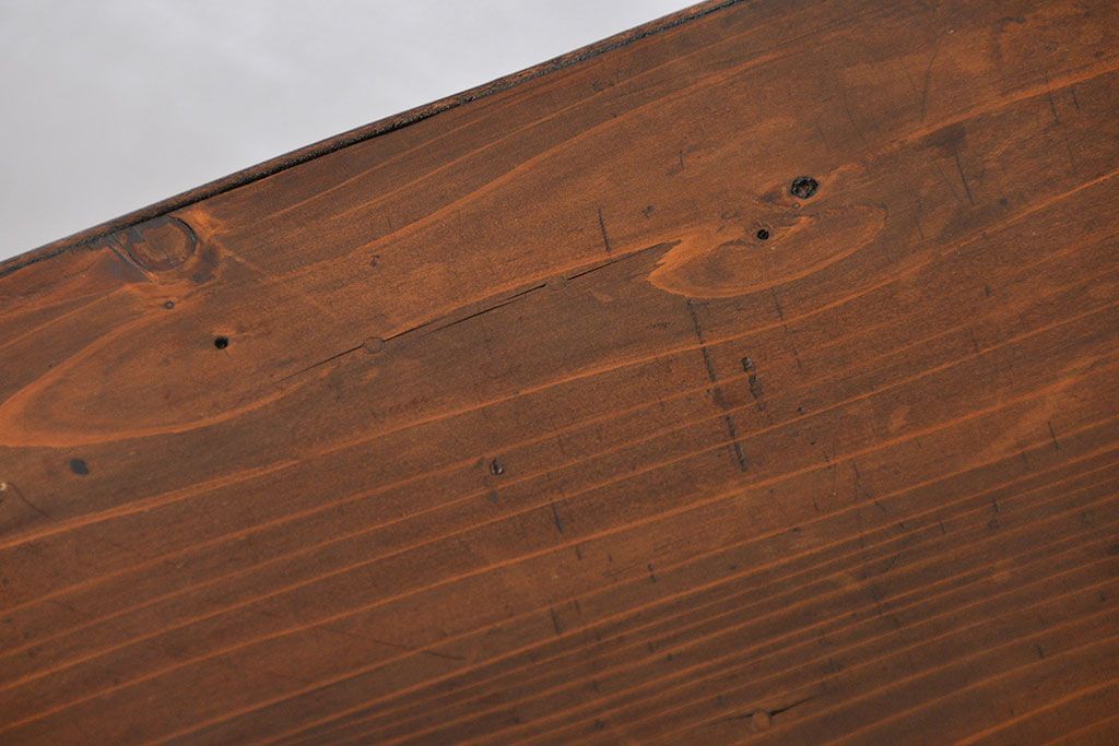 アンティーク家具　古民具・骨董 古い木の上質なモールガラス収納棚(下駄箱、食器棚)