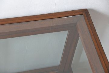 アンティーク家具　大正ロマン  象嵌と彫刻の入った高級ガラスケース(ショーケース)