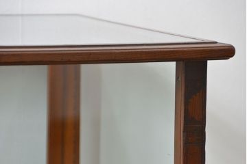 アンティーク家具　大正ロマン  象嵌と彫刻の入った高級ガラスケース(ショーケース)