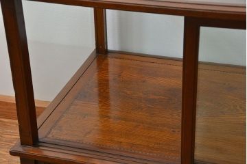 アンティーク家具　大正ロマン  象嵌と彫刻の入った高級ガラスケース(ショーケース)