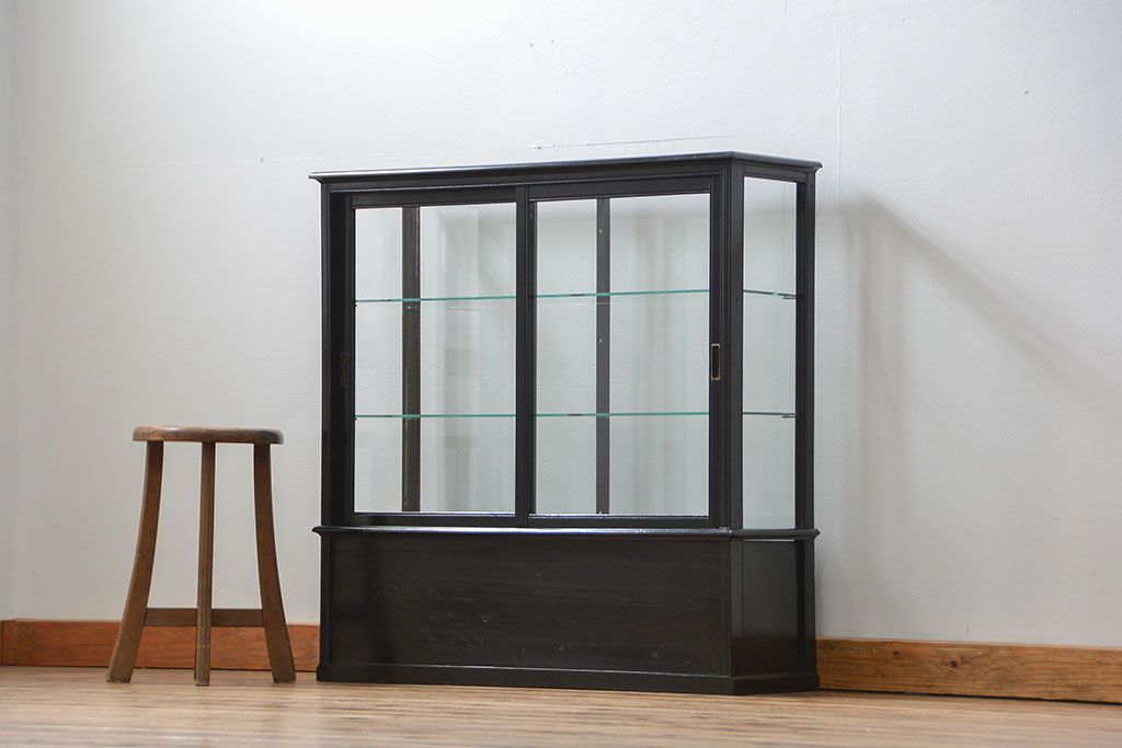 アンティーク家具　アンティーク 古いタバコ屋の薄型ガラスケース(ショーケース)