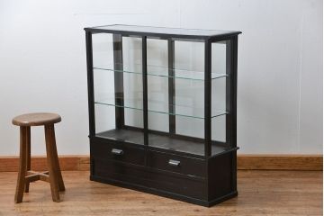 アンティーク家具　アンティーク 古いタバコ屋の薄型ガラスケース(ショーケース)