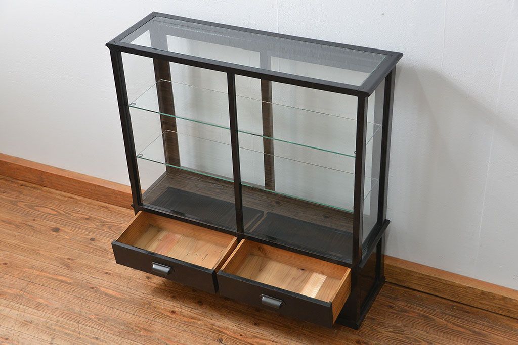 アンティーク家具　アンティーク 古いタバコ屋の薄型ガラスケース(ショーケース)