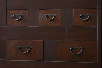 アンティーク家具　古民具・骨董 モダンで上質な背の高い六尺水屋箪笥(食器棚、収納棚)