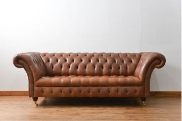 ヴィンテージ家具　イギリスビンテージ オーダーメイド品 本革ハイグレード チェスターフィールド ソファ