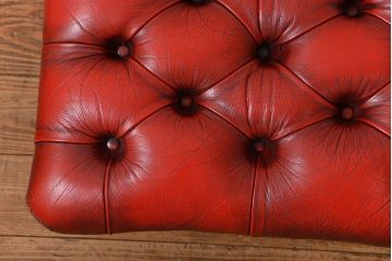 中古 イギリス直輸入 本革 チェスターフィールド ソファ オットマン