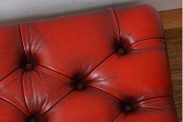 中古 イギリス直輸入 本革 チェスターフィールド ソファ オットマン