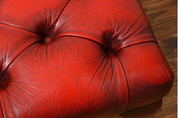 中古 イギリス直輸入 本革 チェスターフィールド ソファ オットマン