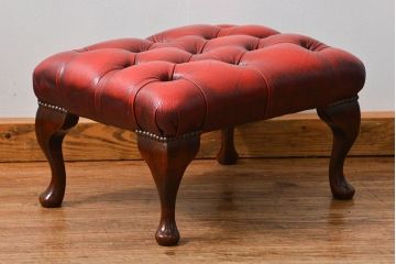 中古 イギリス直輸入 本革 チェスターフィールド ソファ オットマン