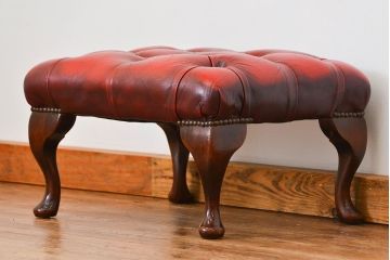 中古 イギリス直輸入 本革 チェスターフィールド ソファ オットマン