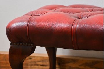 中古 イギリス直輸入 本革 チェスターフィールド ソファ オットマン