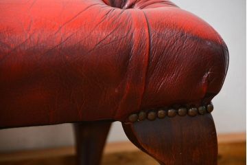 中古 イギリス直輸入 本革 チェスターフィールド ソファ オットマン