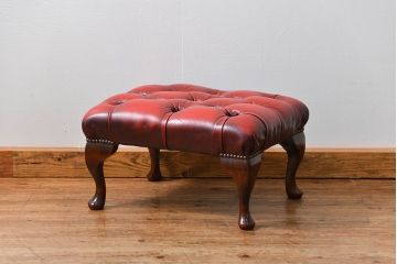 中古 イギリス直輸入 本革 チェスターフィールド ソファ オットマン