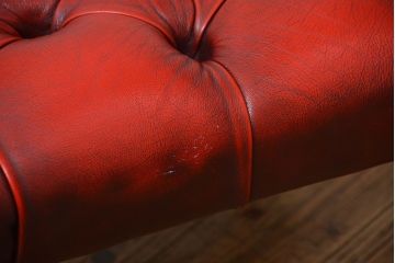 中古 イギリス直輸入 本革 チェスターフィールド ソファ オットマン