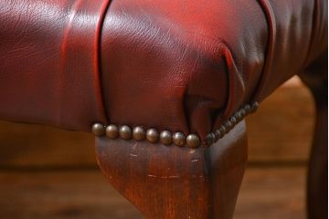 中古 イギリス直輸入 本革 チェスターフィールド ソファ オットマン